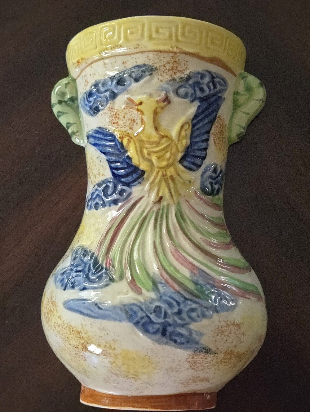 Vtg. Ceramic Wall Pocket Majolica High Glaze Made In Japan